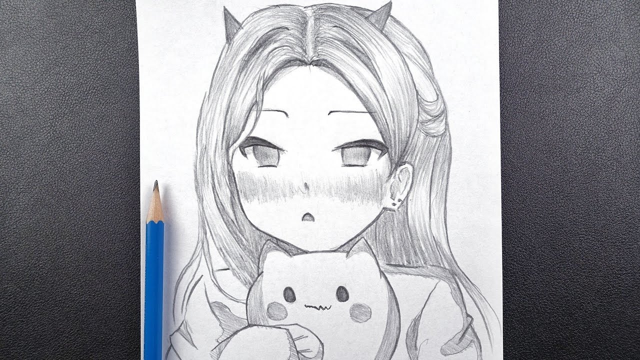 Video: Draw Cute | how to Draw Anime Girl with cat step by step | tutorial Drawing